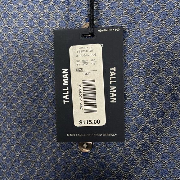 Hart Schaffner Marx Shirt Men's 3X Tall 3XT Blue Gray Geometric Dots NWT $115 - Picture 2 of 9